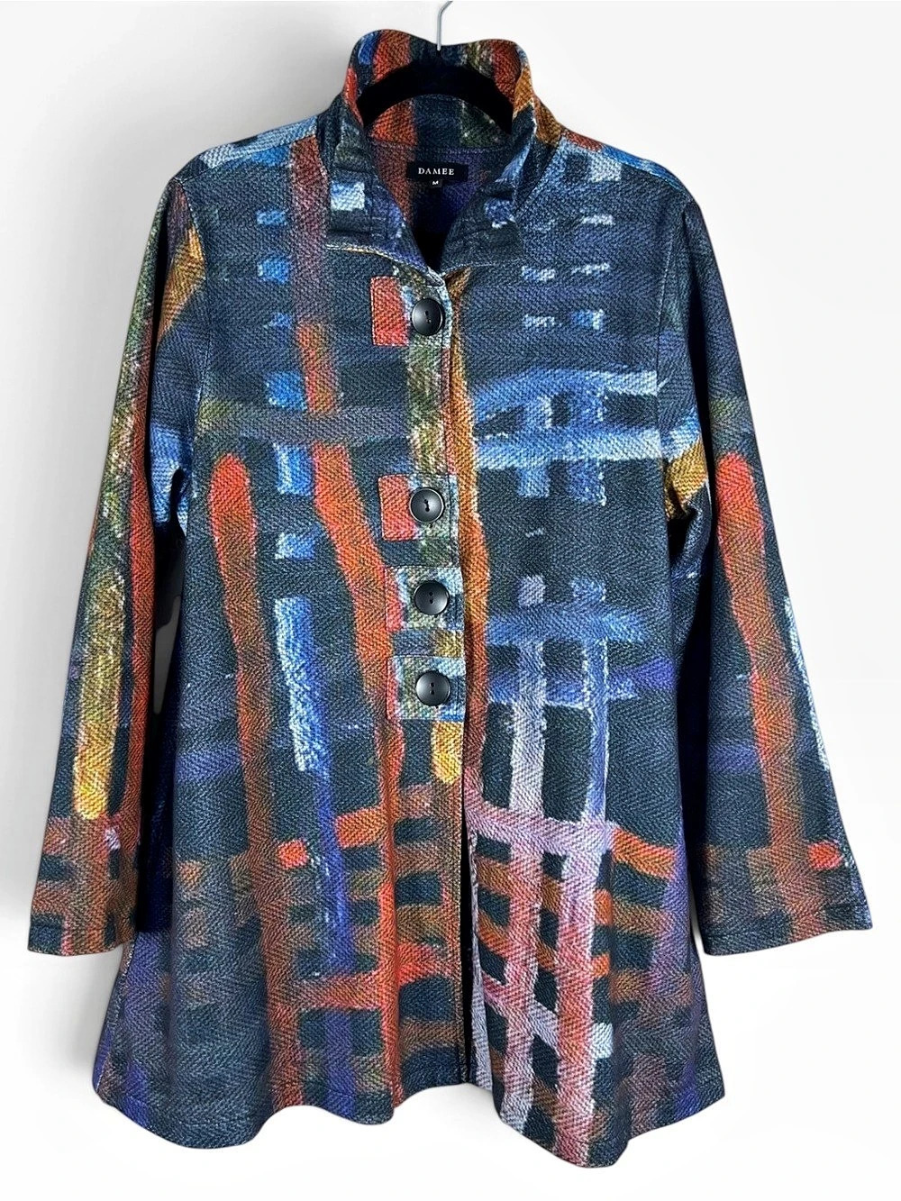 Damee Womens Art to Wear Jacket Size Medium Abstract Statement Lagenlook Artsy